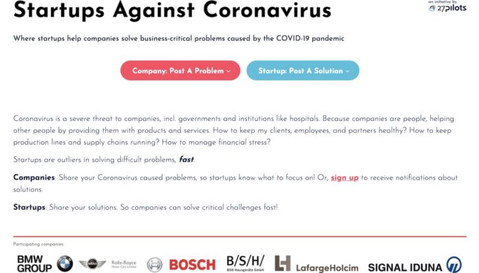 Plattform 27pilots: Start-ups against Coronavirus!
