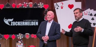 zockerhelden Werner Hansch (l.) und Marc Ellerbrock wollen mit „Zockerhelden“ Opfern von Onlineglücksspielen helfen ihr verlorenes Geld auf juristischem Wege wieder zurückzuholen. Sie erhoffen sich ein Investment von 125.000 Euro für 15 Prozent der Firmenanteile. Foto: RTL / Bernd-Michael Maurer