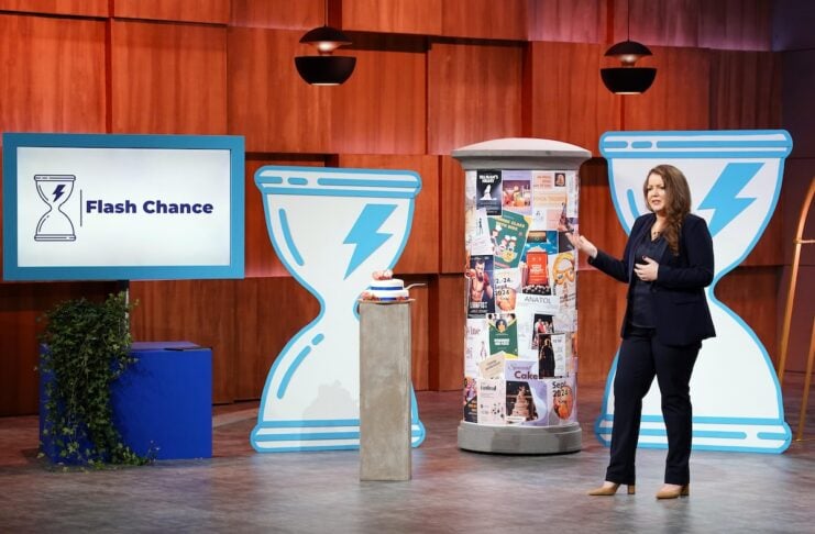 Ines-Jeanne Paupié präsentiert mit „Flash Chance“ einen Online Marktplatz für Gelegenheiten mit Ablaufdatum. Sie erhofft sich ein Investment von 120.000 Euro für 15 Prozent der Firmenanteile. Foto: RTL / Stefan Gregorowius