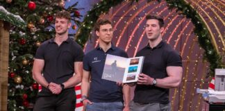 Manuel, Julian und Cedric Mandel präsentieren das VideoBook „memperience“. Sie erhoffen sich ein Investment von 150.000 Euro für 7 Prozent der Firmenanteile.  Foto: RTL / Bernd-Michael Maurer