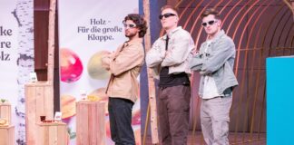 Die Höhle der Löwen am 28. April Löwen Investoren V.l.: Joel Enayat, Maximilian Schröpfer und Niklas Terrahe. V.l.: Joel Enayat, Maximilian Schröpfer und Niklas Terrahe präsentieren „pick’em“ -Zahnstocher mit Geschmack. Sie erhoffen sich ein Investment von 200.000 Euro für 15 Prozent der Firmenanteile.Foto: RTL / Bernd-Michael Maurer