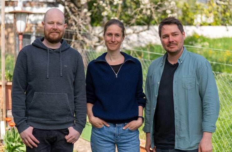 Fryd community app Founder Team Bild stehend im Freien Steffen Abel, Anne Beuttenmüller und Florian Haßler @ Fryd