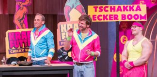 kraftfutter pflanzliche protein Konrad Geiger (l.) und Steve Windolf präsentieren mit "Kraftfutter" high Protein Tiefkühl-Fertiggerichte. Sie erhoffen sich ein Investment von 150.000 Euro für 10 Prozent der Firmenanteile. Unterstützung bekommen sie von Bodybuilder Roger Matzke (r.). Foto: RTL / Bernd-Michael Maurer