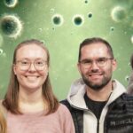Warum warten, bis es zu spät ist? BioExoTec: Krebs erkennen mit Exosomen Founderteambild Prof. Dr. Marie-Nicole Theodoraki, Dr. Linda Hofmann, Tobias Theodorakis und Dr. Gaby Wiegran