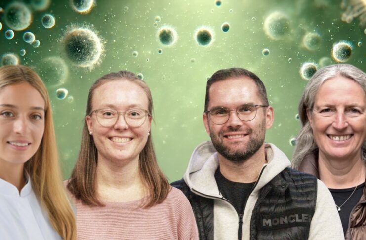 BioExoTec: Krebs erkennen mit Exosomen Founderteambild Prof. Dr. Marie-Nicole Theodoraki, Dr. Linda Hofmann, Tobias Theodorakis und Dr. Gaby Wiegran