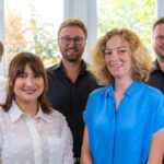 Wie testen wir morgen, was uns heute hilft? Vasc-on-Demand: Künstliche Blutgefäße im Gewebemodell v.l.n.r. Patrick Kuntschke, Dr. Leanne de Silva, Dr. Matthias Ryma, Katinka Theis und Alexander Radüchel @ Michael Bartolf-Kopp, Universitätsklinikum Würzburg