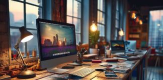 amazon kdp 2025 buecher low content Schreibtisch mit Büchern und Imac im Hintergrund sind Fenster zu sehen