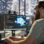 KI-Tools für Startups: ChatGPT und Co. vom Luxus zum Muss ki tools chatgpt startups einsatz Startup Mitarbeiter der am Computer mit einer Künstlichen Intelligenz arbeitetr