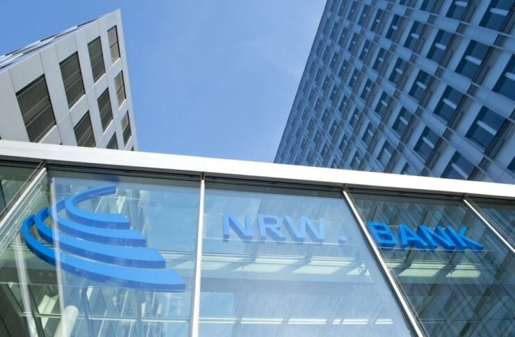 nrwbank vornvc fonds startups NRW.Bank Gebäude in Düsseldorf im Querformat Fotografiert