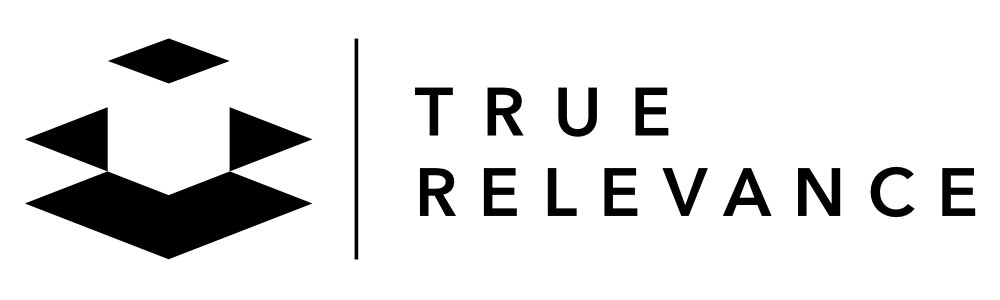 True Relevance logo schwarz weiss