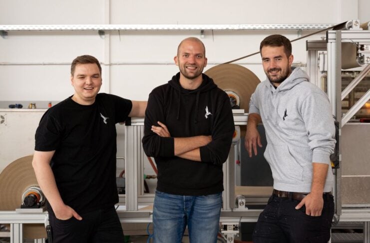 Papair: Mit PapairWrap nachhaltige Lösungen für Kunden schaffen. Papair Gruender vlnr Fabian Solf, Christopher Feist und Steven Widdel