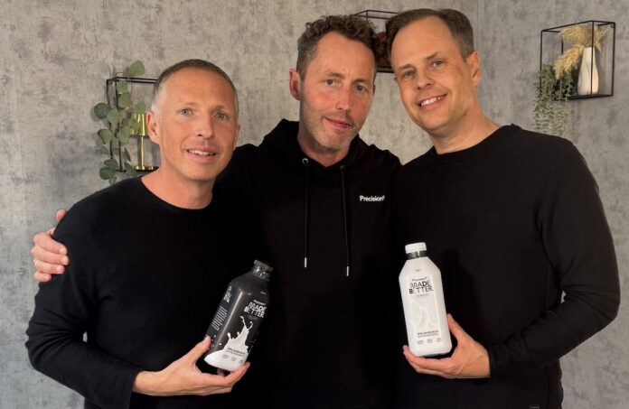 Precision Labs Milch Produkte neu gedacht Gründerteambild mit Produkten in der hand