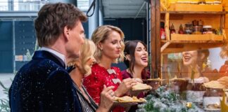 Festtagszauber in die Gründerszene Die Höhle der Löwen Endlich Weihnachten Weihnachtsfolge. v.l.) Carsten Maschmeyer, Dagmar Wöhrl, Janna Ensthaler, Judith Williams Moderator Amiaz Habtu hat vor dem Studio eine Crêperie aufgebaut. Die "Löwen" (v.l.) Carsten Maschmeyer, Dagmar Wöhrl, Janna Ensthaler und Judith Williams lassen es sich schmecken. Foto: RTL / Bernd-Michael Maurer