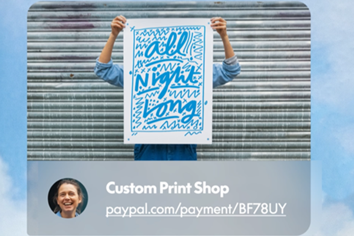 Chatverlauf mit Anfrage zu einer Print-Bestellung. Verkäufer teilt einen PayPal-Zahlungslink.
Copyright: PayPal