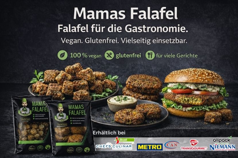 Amjad Foods: Falafel für die moderne Gastronomie Amjad Abu Hamid mamas falafel bild mit burger und produkten