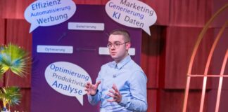 Wie viel Potenzial steckt in einer Idee, die mit 15 Jahren beginnt? admark.ai Social Media Höhle der Löwen Pitch Christopher Zöllner präsentiert „admark.ai“, das KI Social Media tool für Konzerne. Er erhofft sich ein Investment von 200.000 Euro für 20 Prozent der Firmenanteile. RTL / Bernd-Michael Maurer