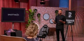 Warum spricht kaum jemand über dieses alltägliche Thema? Vinzent Samuel Kirchberger-Puechlong präsentiert den "Löwen" mit SMARTWAXX eine Lösung für die schmerzfreie Nasen- und Ohrenhaar Entfernung. Er erhofft sich ein Investment von 90.000 Euro für 10 Prozent der Firmenanteile. Bildcredits / Fotograf: RTL / Bernd-Michael Maurer