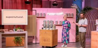 Noch bevor die Löwen sitzen, klebt alles 9. März 2026 Die Höhle der Löwen Startups Amelie und Timo Sperber präsentieren den Nutbooster von „supernutural“. Sie erhoffen sich ein Investment von 500.000 Euro für 6,25 Prozent der Firmenanteile. Bildcredits/ Fotograf: RTL / Bernd-Michael Maurer