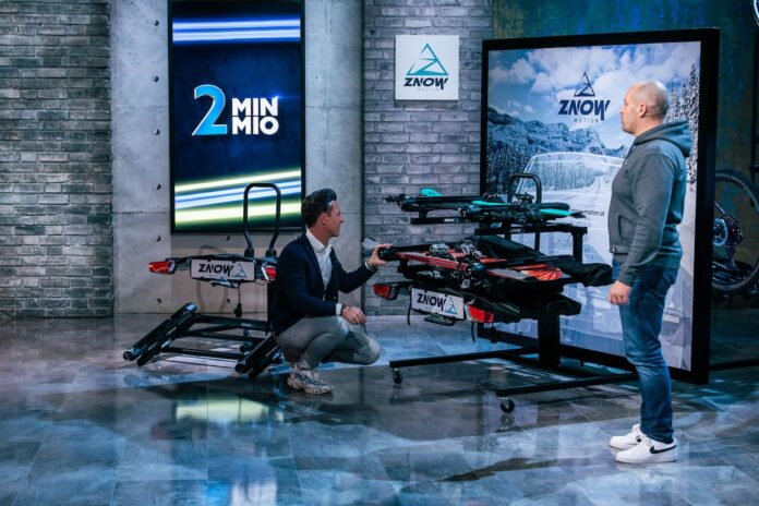 znow-motion Skiträger Adapter Fahrradträger 2 Minuten 2 Millionen 2 Minuten 2 Millionen Bildcredits/Fotograf: PULS 4/ Gerry Frank