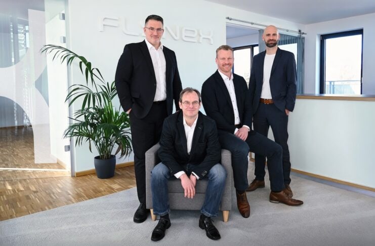 FlyNex Drohnen Infrastruktur Plattform Analyse Bild: von links nach rechts: Christian Caballero, Holger Dirksen, Andreas Dunsch und Michael Petrosjan. Bildrechte: © FlyNex GmbH