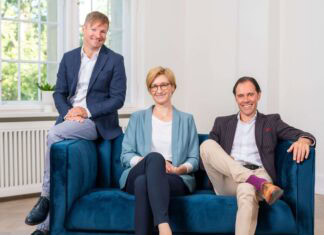 metr erhält Series-B-Finanzierung für Bestandsgebäude Das Management-Team von metr (v.l.n.r.): Maximilian Thumfart, Dr. Franka Birke und Samuel Billot