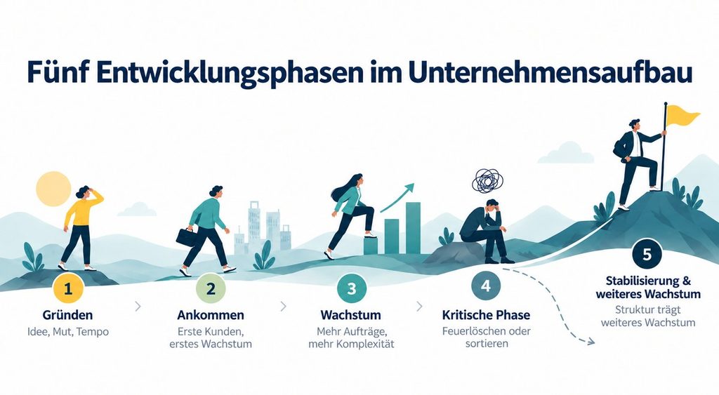 Wie Organisation und Finanzen mit dem Wachstum Schritt halten · Modell und Grafik: Michaela Schächner