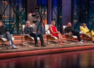 Geschäftsideen: Innovative Produkte suchen Investment Die „Löwen“ (v.l.) Carsten Maschmeyer, Frank Thelen, Janna Ensthaler, Andreas W. Herb und Ralf Dümmel. Bildcredits RTL / Bernd-Michael Maurer